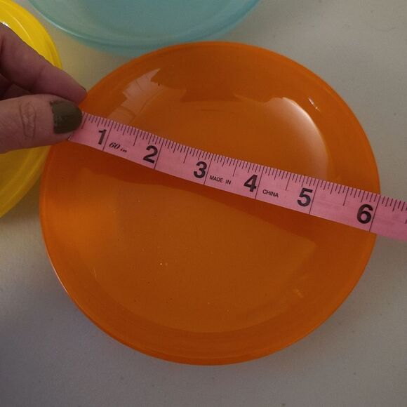 vintage mcm modern 1960's glass shallow bowls set of three - Picture 3 of 4